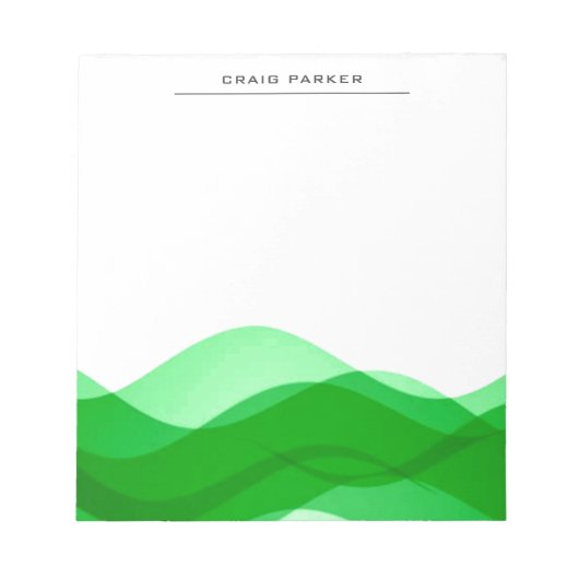 Groene golven professioneel gewoon minimalistisch notitieblok (Voorkant)