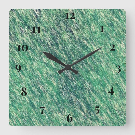 Groene golven vierkante klok (Voorkant)