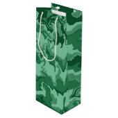 Groene golven wijn cadeautas (Voorkant Gekanteld)
