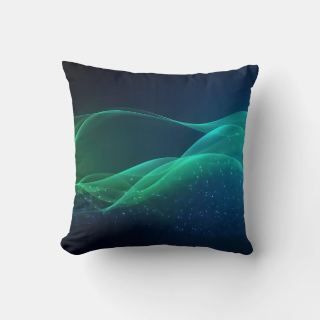 Groene golvende lijnen met stippen kussen (Voorkant)