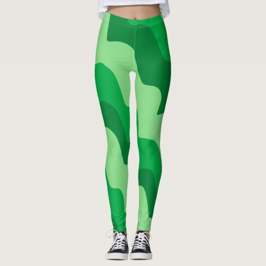 Groene golvende oceaangolven gradiënt leggings (Voorkant)
