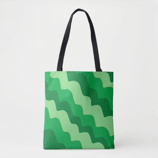 Groene golvende oceaangolven gradiënt tote bag (Voorkant)