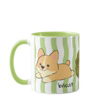 Groene golvende strepen Corgi Foto Naam Koffie