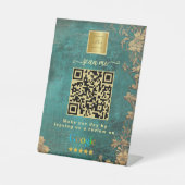 Groene Google Reviews Zakelijke Link QR Code Reclamebord Met Voetstuk (Voorkant)