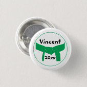 Groene gordel voor krijgskunst ronde button 3,2 cm (Voorkant /achterkant)