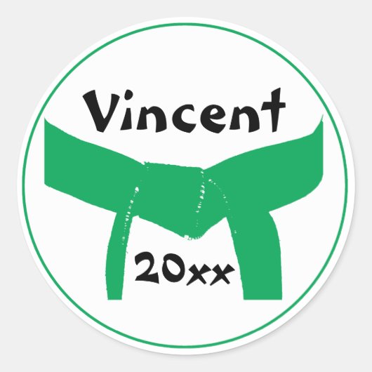 Groene gordel voor krijgskunst ronde sticker (Voorkant)