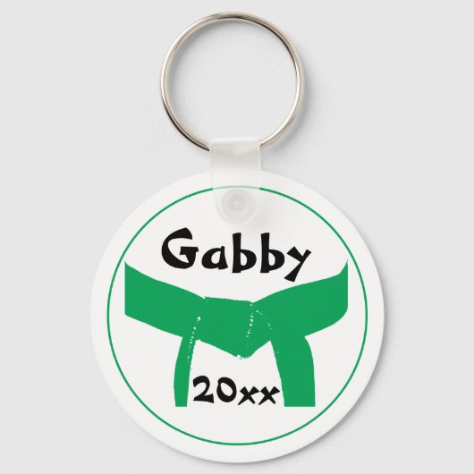 Groene gordel voor krijgskunst sleutelhanger (Voorkant)