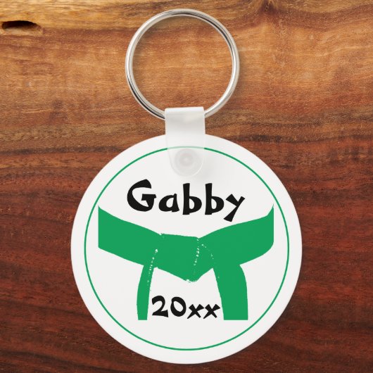 Groene gordel voor krijgskunst sleutelhanger (Voorkant)