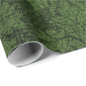 Groene Gothic Victoriaans Damask  Wallpaper Cadeaupapier (Rol Hoek)