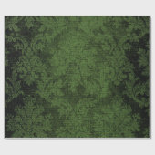 Groene Gothic Victoriaans Damask  Wallpaper Cadeaupapier (Vlak)