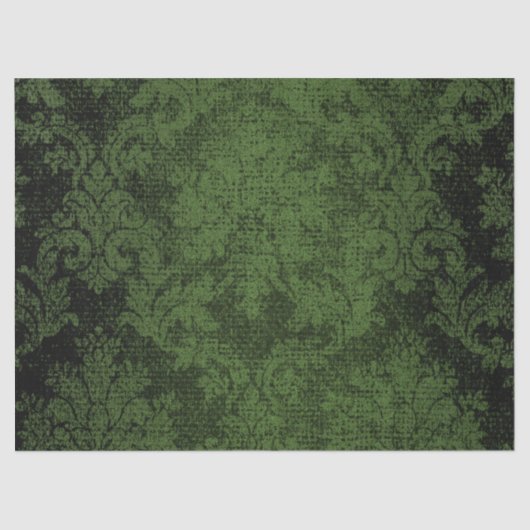 Groene Gothic Victoriaans Damask  Wallpaper Tissuepapier (Voorkant)