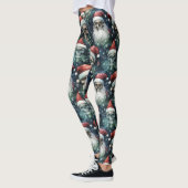 Groene Gotische Kerstschedels Kerstman Hoeden Goth Leggings (Links)