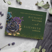 Groene Gotische Roos Glitter Bruiloft Uitnodiging