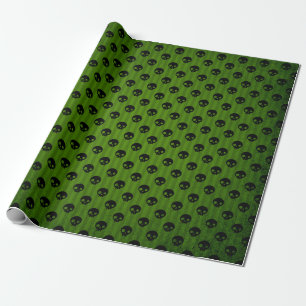 Groene gotische schedelprint rustieke Halloween Cadeaupapier