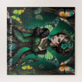 Groene Gotische Vlinder Meisje Legpuzzel (Horizontaal)