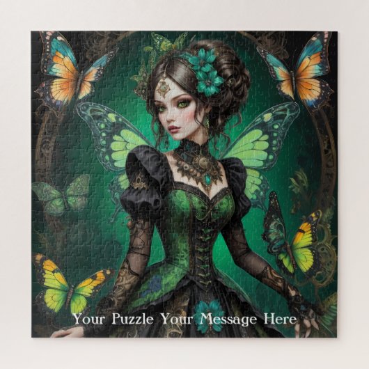 Groene Gotische Vlinder Meisje Legpuzzel (Verticaal)