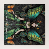 Groene Gotische Vlinder Meisje Legpuzzel (Horizontaal)