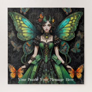 Groene Gotische Vlinder Meisje Legpuzzel