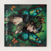 Groene Gotische Vlinder Meisje Legpuzzel (Horizontaal)
