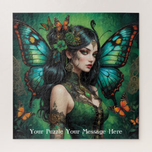 Groene Gotische Vlinder Meisje Legpuzzel
