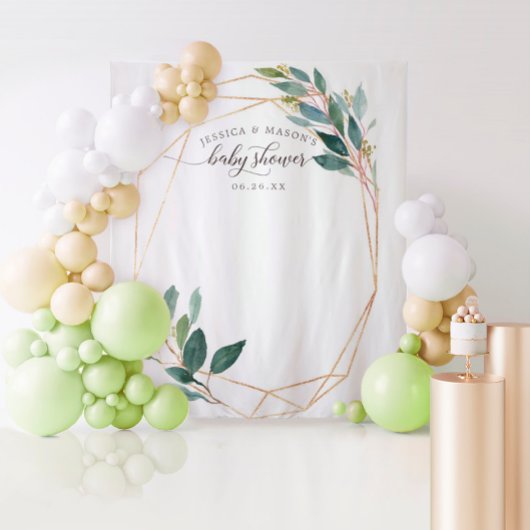 Groene Goud Baby Shower Achtergrond Foto Booth Wandkleed