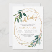 Groene Goud Baby Shower Kaart (Voorkant)