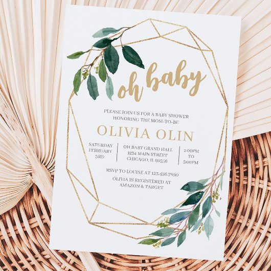 Groene Goud Baby Shower Kaart