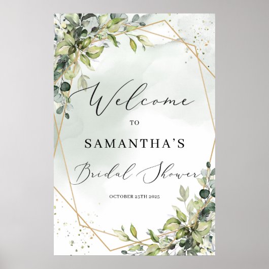 Groene goud boho bruiloftsshower welkomstbord poster (Voorkant)