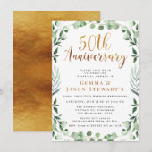 Groene goud calligraphy 50ste trouwdag kaart (Voorkant / Achterkant)