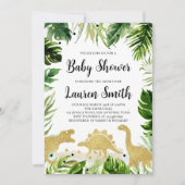 Groene Goud Dinosaurus Baby Shower  Kaart (Voorkant)