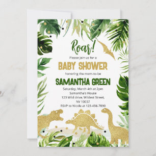 Groene Goud Dinosaurus Baby Shower Kaart