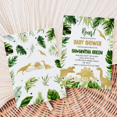 Groene Goud Dinosaurus Baby Shower Kaart