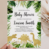 Groene Goud Dinosaurus Baby Shower  Kaart