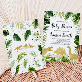 Groene Goud Dinosaurus Baby Shower  Kaart