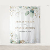 Groene Goud Eucalyptus Rustieke Trouw Wandkleed (Voorkant)