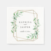 Groene Goud Geometrische Trouwdag Servet (Voorkant)