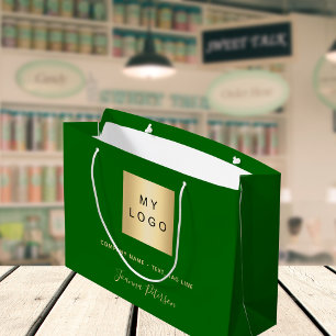 Groene goud handtekening bedrijfslogo naam groot cadeauzakje