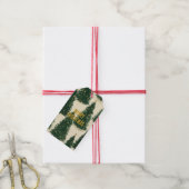 Groene Goud Kerstbomen Cadeaulabel (Met Touw)