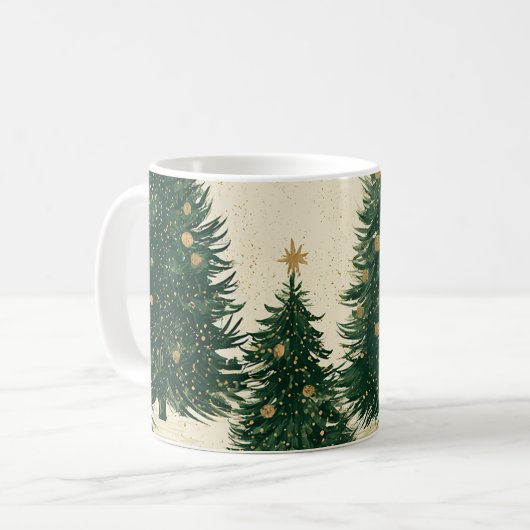 Groene Goud Kerstbomen Koffiemok (Voorkant links)