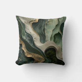 Groene Goud Marmer Abstracte Worpkussen | Jade Kun Kussen