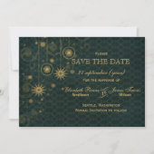 groene goud Snowflakes Winter behalve datum Save The Date (Voorkant)