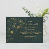 groene goud Snowflakes Winter behalve datum Save The Date (Staand voorkant)