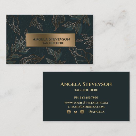 groene goudbladeren visitekaartje (Voorkant / Achterkant)