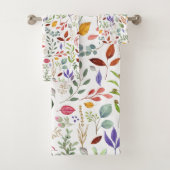 Groene goudblauwe bladeren bad handdoek (Insitu)