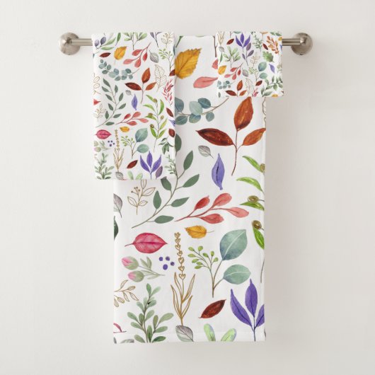 Groene goudblauwe bladeren bad handdoek (Insitu)