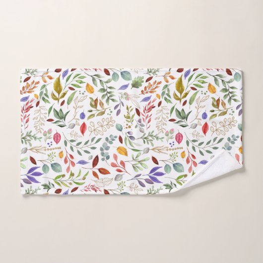 Groene goudblauwe bladeren bad handdoek (Handdoek)