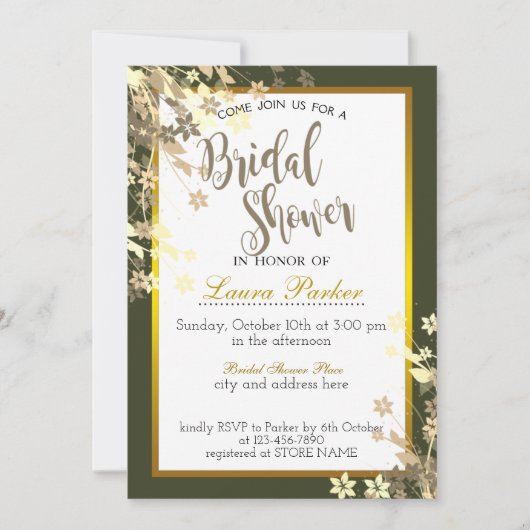 Groene goudbloem Glitter Vrijgezellenfeest Decorat Kaart (Voorkant)