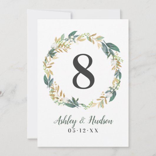 Groene goudbloem Grieks bruiloft Kaart (Achterkant)