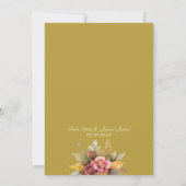 Groene goudbloem Rustic Elegant White Wedding Kaart (Achterkant)