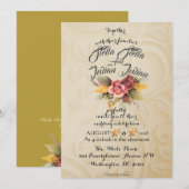 Groene goudbloem Rustic Elegant White Wedding Kaart (Voorkant / Achterkant)